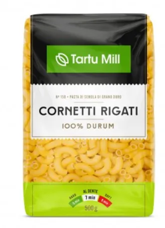 Pasta TARTU MILL, Cornetti Rigati Nr.150 (sarveke), durum, 500g