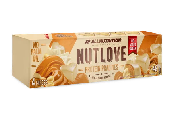Proteiini valge šokolaadi kommid NUTLOVE pähklitäidisega SUHKRUVABA 500g