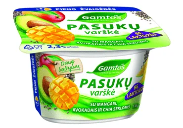 GAMTOS pasukų varškė su mang., avok.,isp. šalav., 2,3% rieb., 130 g