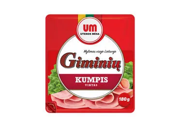 Virtas pjaustytas GIMINIŲ kiaulienos kumpis, I r., 180 g