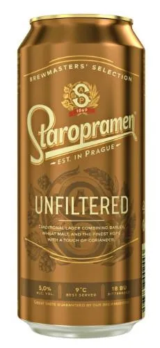 Beer STAROPRAMEN Unfiltered, 5%, 0,5l, can