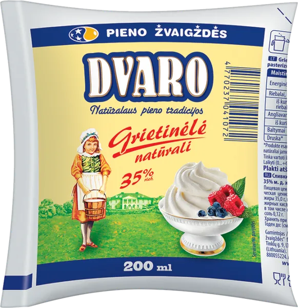 Grietinėlė, 35%, plėvelėje, 200 g