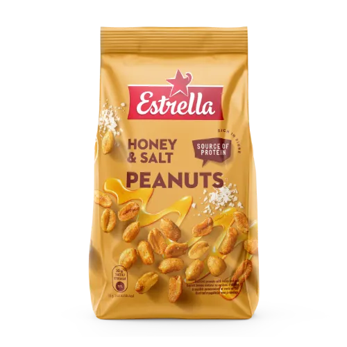 Kepinti žemės riešutai ESTRELLA, su medumi ir druska, 240 g