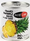 Pineapple pieces TASTE LAND, 850 g / 490 g