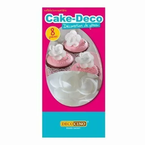 Edible Wafer Roses DECOCINO, white, 8 pcs