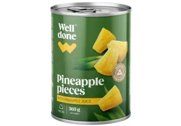 Ananasu gabaliņi sīrupā WELL DONE 565g