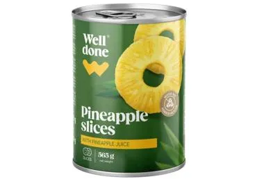 Ananasu šķēlītes sīrupā WELL DONE 565g