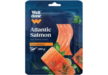 Atlantijas laša fileja auksti kūpināta WELL DONE 100g