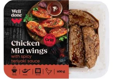 Cāļa spārnu vidusdaļas terijaki marinādē WELL DONE 400g