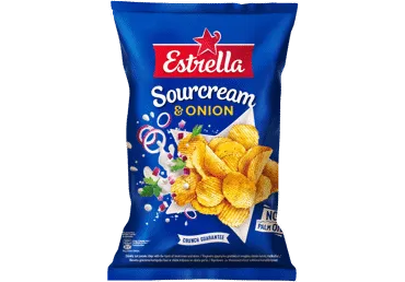 Čipsi ESTRELLA ar skābā krējuma un sīpolu garšu 130g