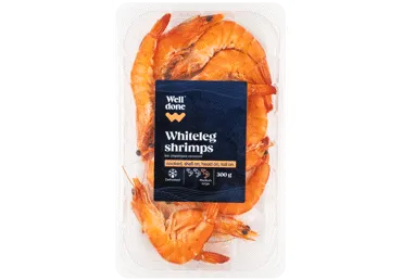 Garneles vārītas atkausētas 30/40 WELL DONE 300g