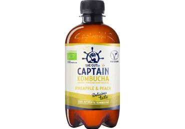 Gāzēts dzēriens CAPTAIN KOMBUCHA BIO ananasu-persiku 0,4L D