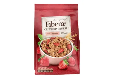 Granola FIBERA ar zemeņu gabaliņiem,350g