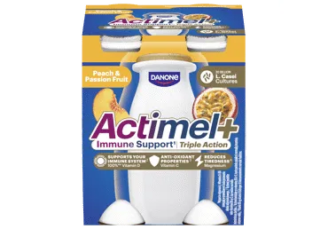 Jogurta dzēriens ACTIMEL+, persiku pasifloras 4x100g