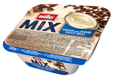 Jogurts MULLER MIX ar šokolādes bumbiņām 130g