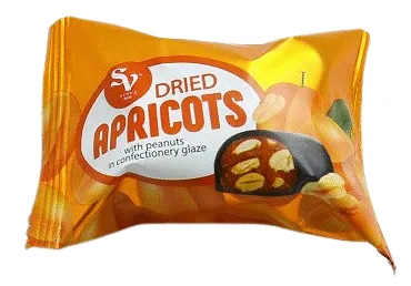 Konfektes žāvētas aprikozes ar zemesriekstiem sver.