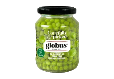Kons.zaļie zirnīši GLOBUS 330g stiklā