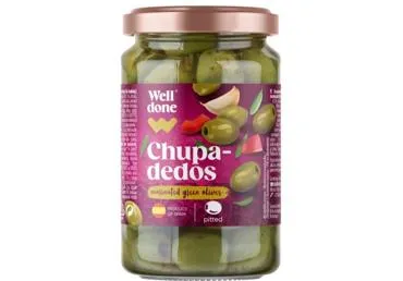 Marinētas zaļās olīvas bez kauliņiem CHUPAPED. WELL DONE 340g