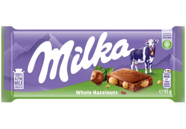 Piena šokolāde ar veseliem riekstiem MILKA 95g