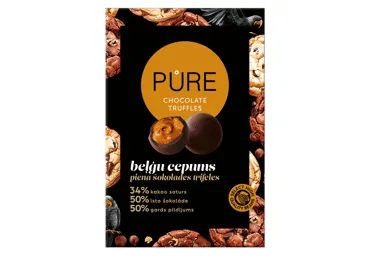 Piena šokolādes Trifeles PURE CHOCOLATE ar beļģu cepumu krēma pildījumu 148g