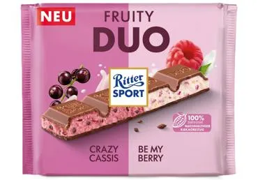 Piena šokolāde upeņu aveņu RITTER SPORT 218g