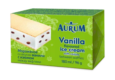 Saldējums ar rozīnēm sendvičs AURUM 96g