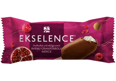 Saldējums aveņu un granātābolu uz kociņa EKSELENCE 70g