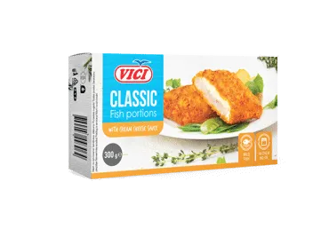 Saldētas zivju porcijas panējumā VICI ar sieru 300g