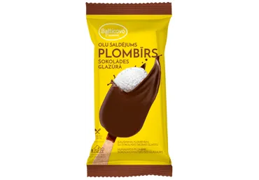 Saldējums olu plombīrs šokolādes glazūrā uz kociņa 65g