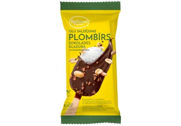 Saldējums olu plombīrs šokolādes glazūrā riekstu uz kociņa 70g