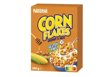 Sausās brokastis NESTLE CORN FLAKES ar medu un riekstiem 350g