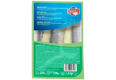 Siļķu fileja sālīta eļļā ar garšvielām OCEAN 220g