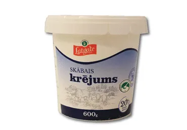 Skābais krējums LATGALES PIENS spainītī 20% 600g