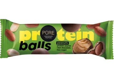 Šokolādes trifeles ar proteīna zemesriekstu krēmu PURE CHOCOLATE 40g