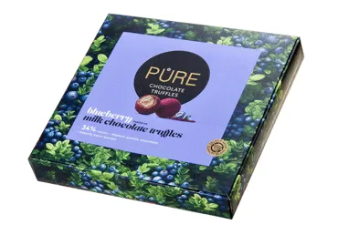 Šokolādes Trifeles PURE CHOCOLATE ar melleņu pildījumu 120g 