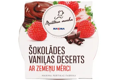 Šokolādes vaniļas deserts ar zemeņu mērci MEISTARA MARKA 160g