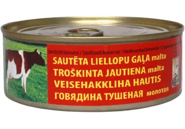 Sterilizēti konservi Sautēta malta liellopu gaļa 240g