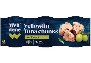 Tunzivs gabaliņi olīveļļā WELL DONE 3x52g