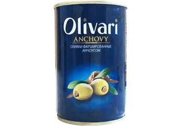 Zaļās olīvas OLIVARI ar anšoviem 300g