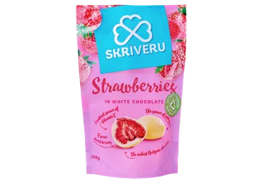 Zemenes baltajā šokolādē SKRĪVERU 100g