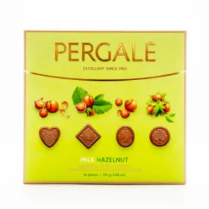 Konfekšu kārba ar piena šokolādi Pergale Hazelnut 110g