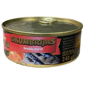 Konservi zivju skumbrija tomātu mērcē 240g/168g