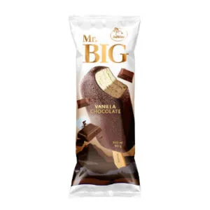 Saldējums MR Big vaniļas ar šok, glazūru uz kociņa 150ml/90g
