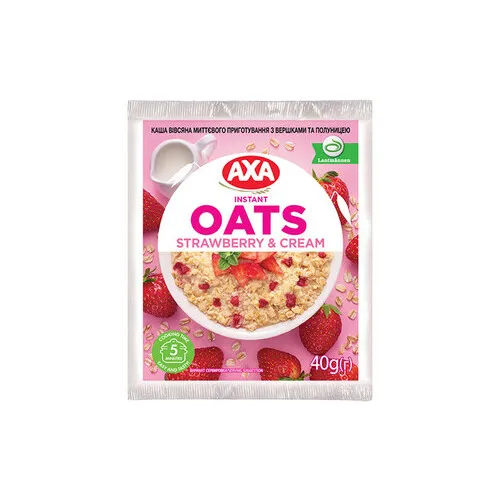 Ā/p auzu pārslu biezputra ar krējumu un zemenēm, 40g, Axa