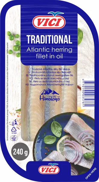 Atlantijas siļķu fileja Tradicionālā 240g (190g), Viči