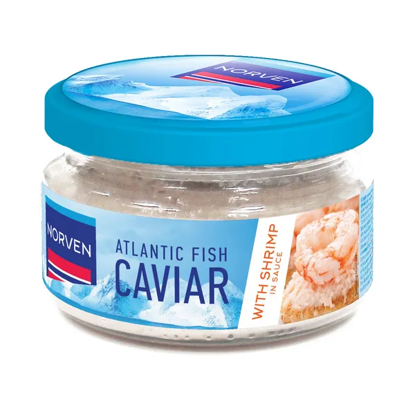 Atlantijas zivju ikru pasta baltajā mērcē ar garnelēm 160g, Norven