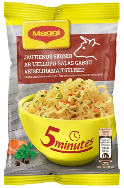 Ātri pag. nūdeles ar liellopu gaļas garšu 59.2g, Maggi