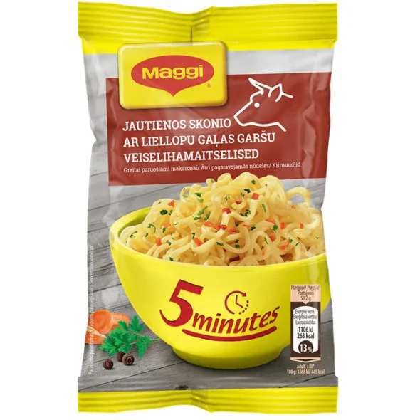 Ātri pagatavojamās nūdeles ar liellopu gaļas garšu 59.2g, Maggi