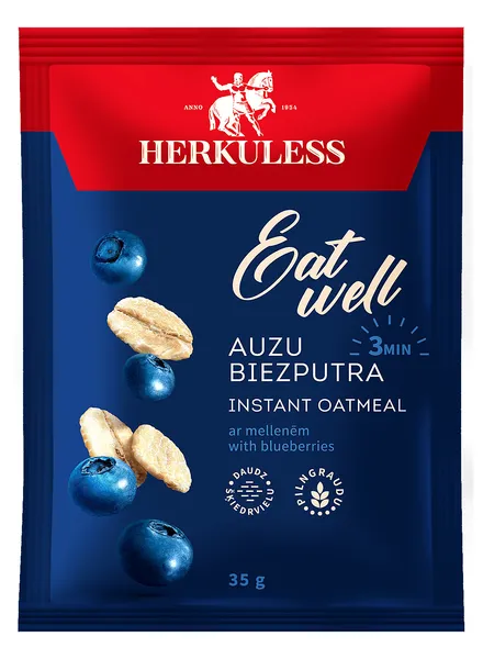Ātri vārāmā auzu biezputra melleņu 35g, Herkuless