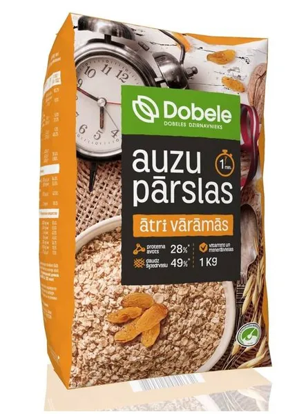 Auzu pārslas ātri vārāmās 1kg, Dobele